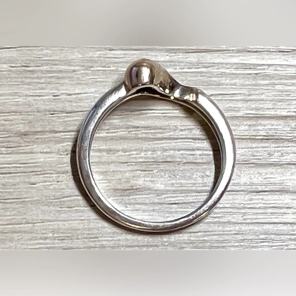 Designer Signed S & G Sterling Silver & 14k Yellow Gold Band Ring, Size 9